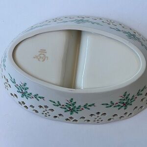 Lenox Holly Design Oval Divided Dish